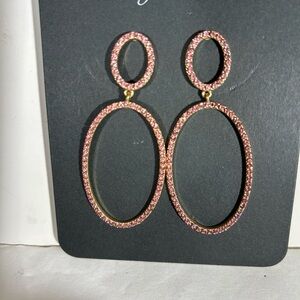 J. Crew Pink and Gold Double Oval Earrings